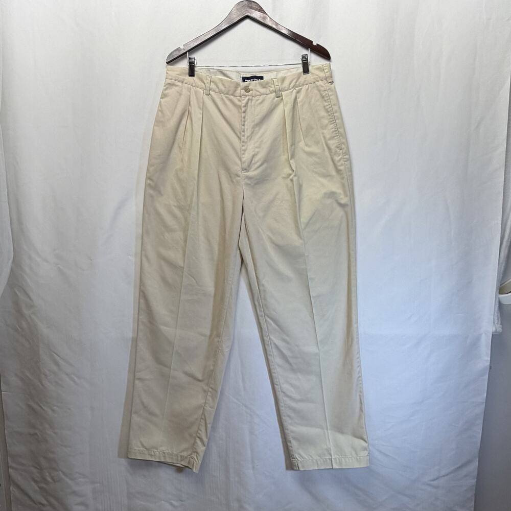 Polo Ralph Lauren Pants Khakis Men's 38x32 Pleated Front Cuff Hem Beige Casual